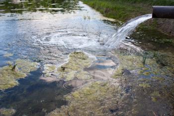 Water flow stops away from the sewer into the river, lake