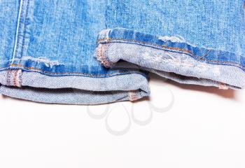Blue jeans closeup , texture of denim, bottom leg
