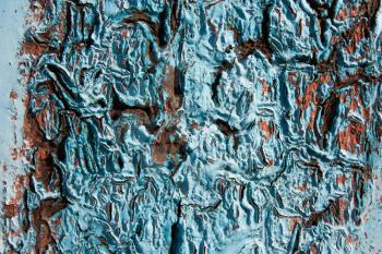 Blue rusty background, rough,  texture in the cracks. Corrosion of metal iron.