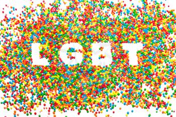 The word LGBT from the balls of the colors of the rainbow. abstract background