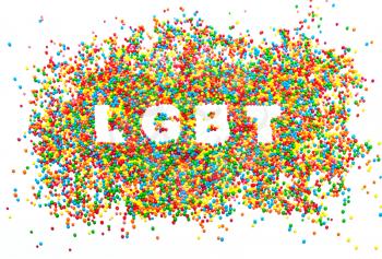 word LGBT from the balls of the colors of the rainbow. abstract background
