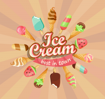 Ice cream collection, ice cream logo vector illustration.