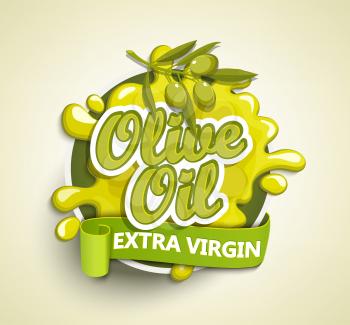 Olive oil extra virgin label, badge or seal on the white background, vector illustration.