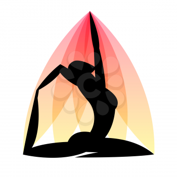 Yoga emblem of abstract stylized person. Sport concept for advertising, branding, illustration.