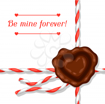 Greeting card with envelope and sealing wax. Concept can be used for Valentines Day, wedding or love confession message.