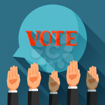 People vote with their hands raised. Political elections illustration for banners, web sites, banners and flayers.