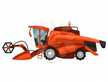 Combine harvester on white background. Abstract illustration of agricultural machinery.