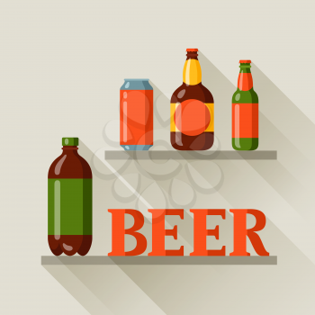 Background design with beer can and bottles.