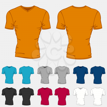 Set of colored t-shirts templates for men.