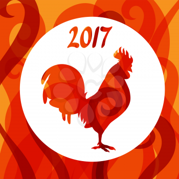 Greeting card with rooster symbol of 2017 by Chinese calendar.