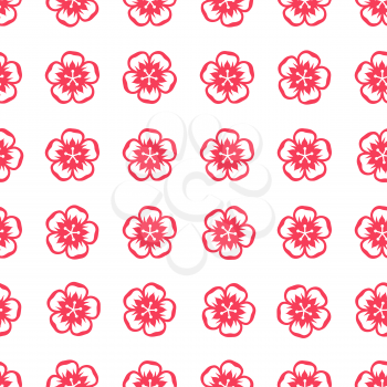 Seamless pattern with sakura flowers in Chinese style.