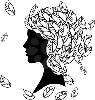 Vector  silhouette of beautiful woman with Hairstyles.