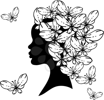 Vector  silhouette of beautiful woman with Hairstyles.