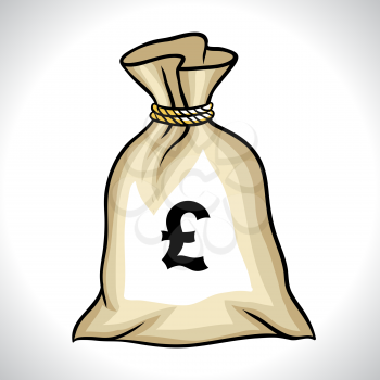 Money bag with pound sign vector illustration.