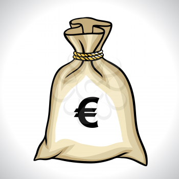 Money bag with euro sign vector illustration.