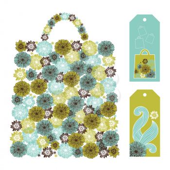Vector illustration of bag pattern made up from flower shapes.