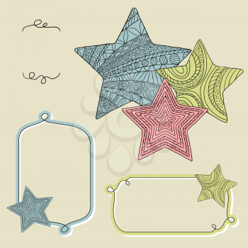 Background with decorative ornate stars. Vector illustration.
