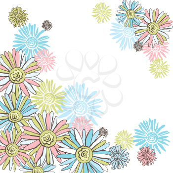 Design of vector decorative chamomiles. (Flower background).