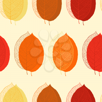 Cute seamless leaf autumn pattern in vector