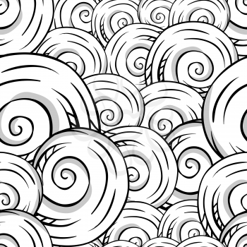 Seamless hand drawn texture of shells. Vector Illustration.