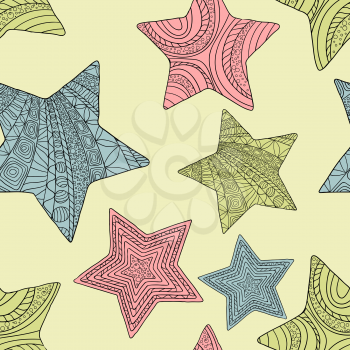 Seamless pattern with decorative stars. Vector background.