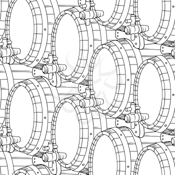 Barrel and cup seamless background. Vector illustration.