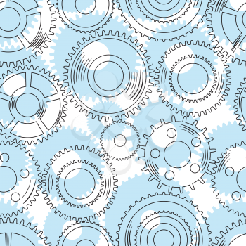 Vector seamless texture with mechanical  gear and cogwheel.