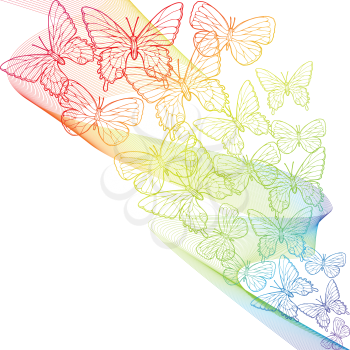 Colorful grunge background with butterfly. Vector illustration.