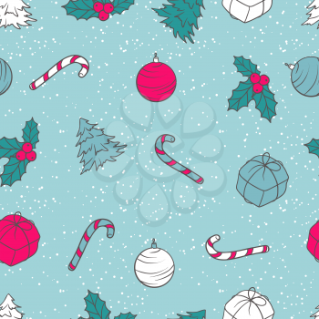 Vector Christmas and New Year seamless pattern
