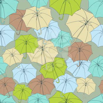 Seamless pattern with cute umbrellas. Vector illustration
