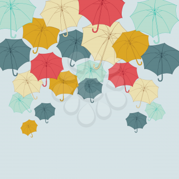 Background with collor umbrellas. Vector autumn illustration.