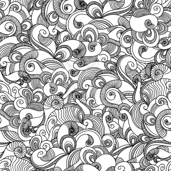 Seamless wave hand drawn pattern. Abstract background.