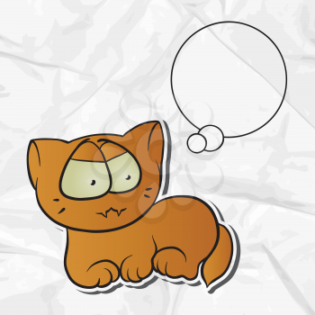 EPS 8 crumpled paper background with vector cat.