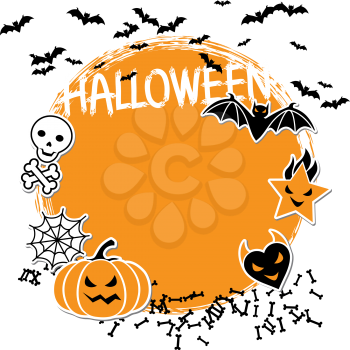 Vector background of Halloween-related objects and creatures.