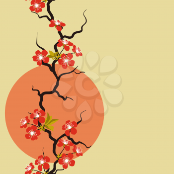 Card with stylized cherry blossom flowers.
