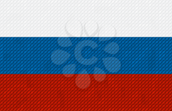 Russian flag background made with embroidery cross-stitch.