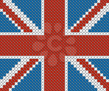 Great Britain flag background made with embroidery cross-stitch.