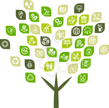 Tree background of eco web icons.