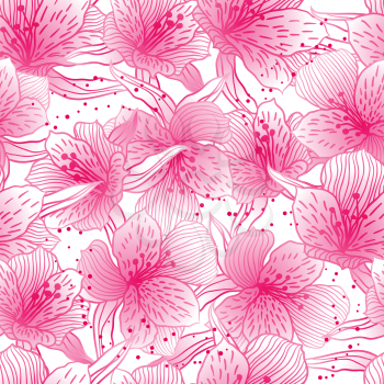 Abstract gradient  seamless flower pattern with orchid.