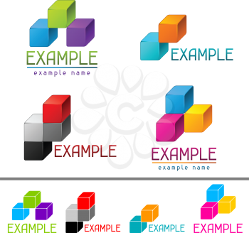Set of abstract brands from vector cubes.