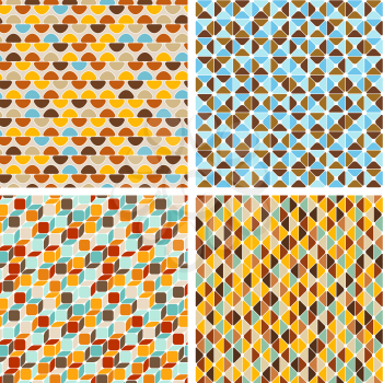 Seamless abstract geometric patterns set.