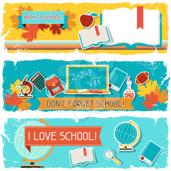 Horizontal banners with an illustration of school objects.