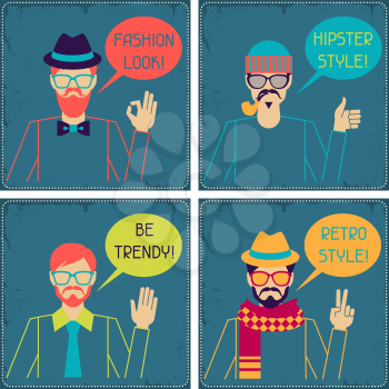 Hipster cards in retro style.