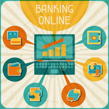 Banking online infographic. Conceptual banking and business background.