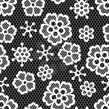 Old lace seamless pattern ornamental flowers. Vector texture.