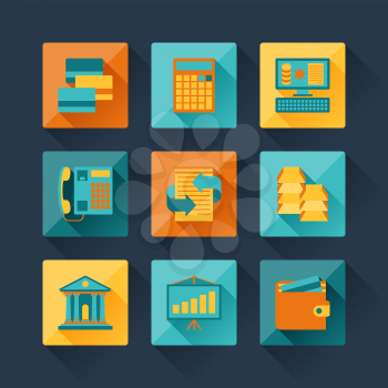 Set of business icons in flat design style.