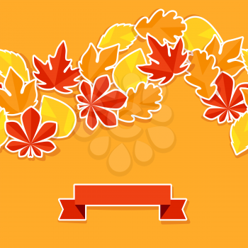 Background with stickers autumn leaves.