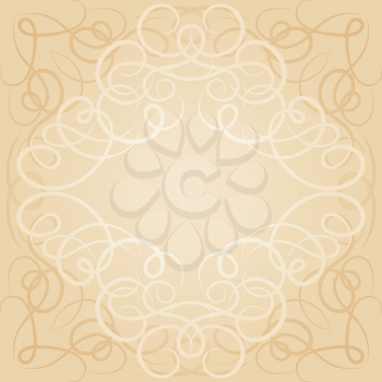 Background with ornamental curly frame in retro style.