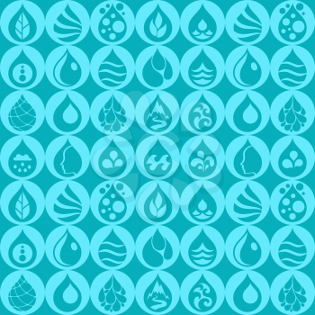 Seamless pattern with water icons in flat design style.