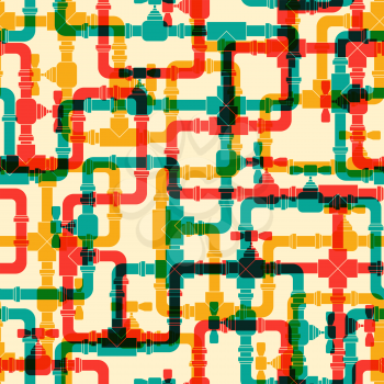 Seamless pattern with water pipeline.